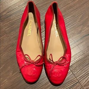 Comfortable red Chanel flats